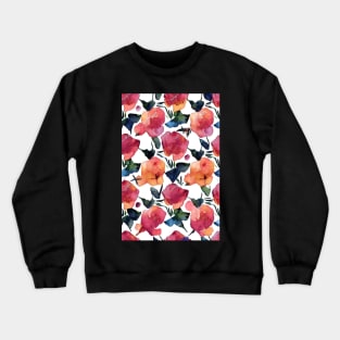 Watercolor Aesthetic Floral Pattern with Orange and Pink Blossoms Crewneck Sweatshirt